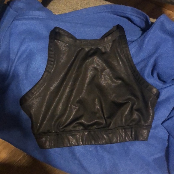 JoyLab Black Metallic Shimmer High Neckline Sports Bra Sz XS - Picture 3 of 7